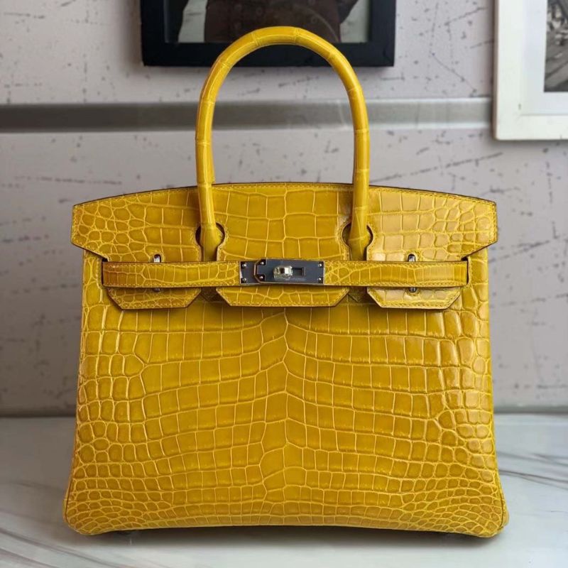 Túi xách Hermes Birkin 30 da cá sấu màu vàng