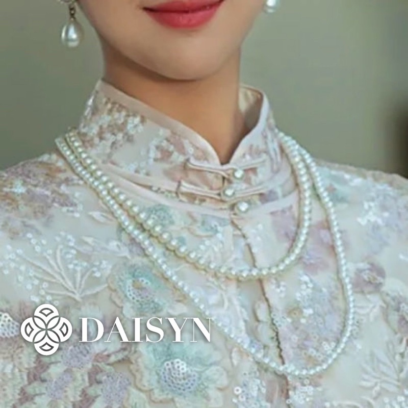 N399 vòng cổ hạt Trai, dây chuyền hạt bẹt dây chuyền mang áo dài 2 sợi dài nhiều kích cỡ cho nữa
