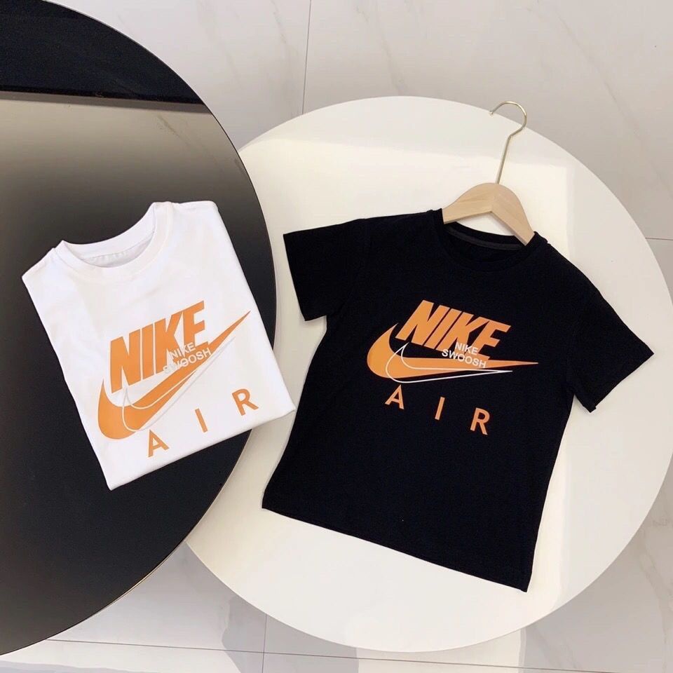 Áo Thun Cotton Tay Ngắn In Logo Nike Cỡ Lớn Thoải Mái Thời Trang Mùa Hè Cho Bé Trai Và Gái