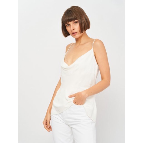 ZARA Đức - Áo hai dây lụa trắng cổ đổ kiểu auth new tag cao cấp chính hãng có sẵn sale 1165/162
