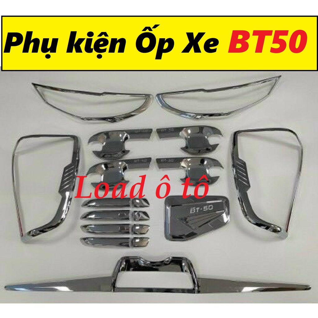 Bộ Viền Trang Trí Xe Mazda BT50 2022-23 Ốp Đèn, Nắp Xăng, Tay Hõm Cửa Tay Cốp Xe Mazda BT50 Mạ Crom