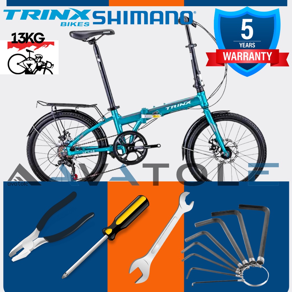 Xe đạp gấp TrinX Life 2.0, Khung sườn TrinX Alloy 20"X283mm, Trọng lượng 13kg, Bộ truyền động Shimano, Màu Xám Lục Lam