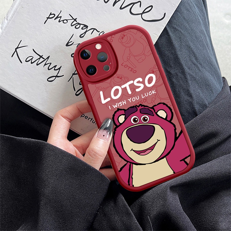 Ốp Điện Thoại Silicon Dẻo In Gấu Dâu Tây iPhone 11 12 Pro 13 14 Promax 14Plus 13Pro 12 / 13 Mini 6G 6P 7 / 8G 8Plus SE x xr xsmax