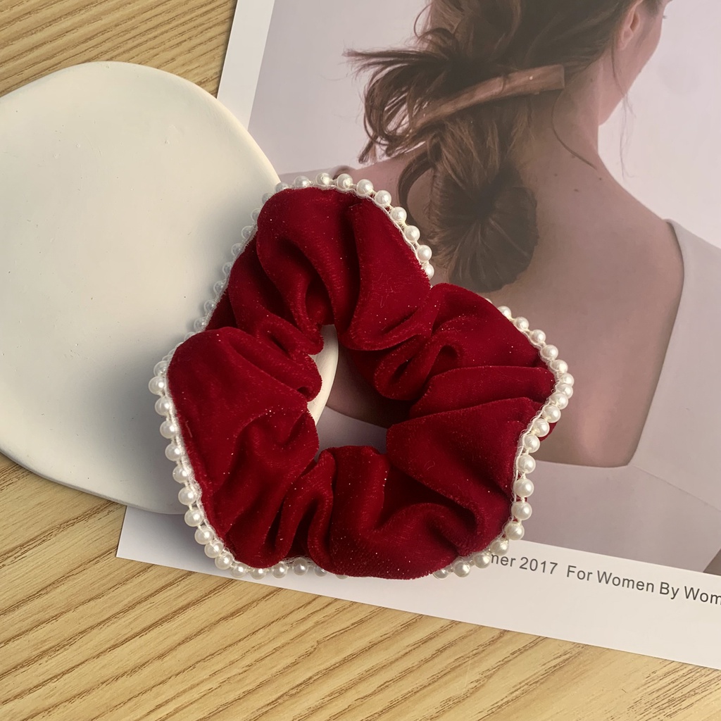 Dây Buộc Tóc Vải Satin Cao Cấp Đính Ngọc Trai Thời Trang 2022