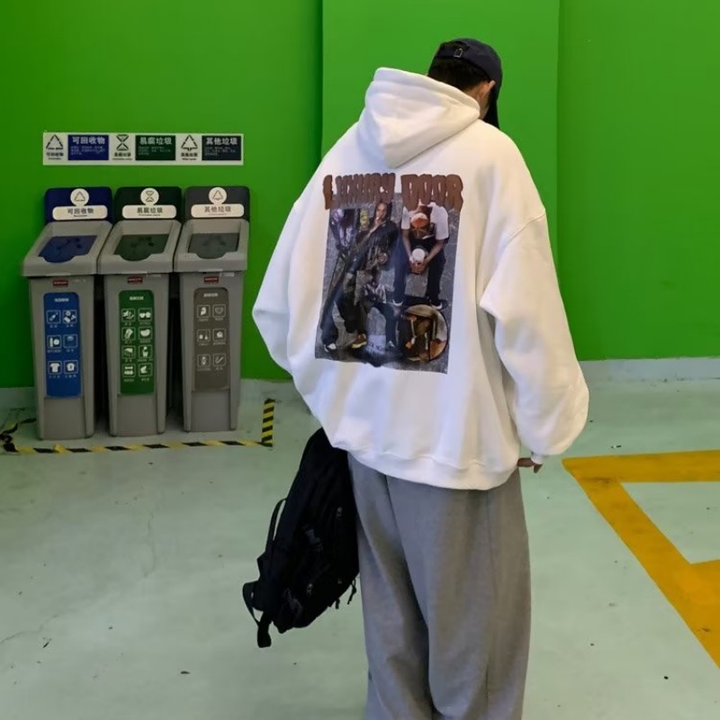 Áo Hoodie Tay Dài In Họa Tiết Hoạt Hình Phong Cách Hiphop Đường Phố Hàn Quốc Cho Nam Nữ Có size Lớn