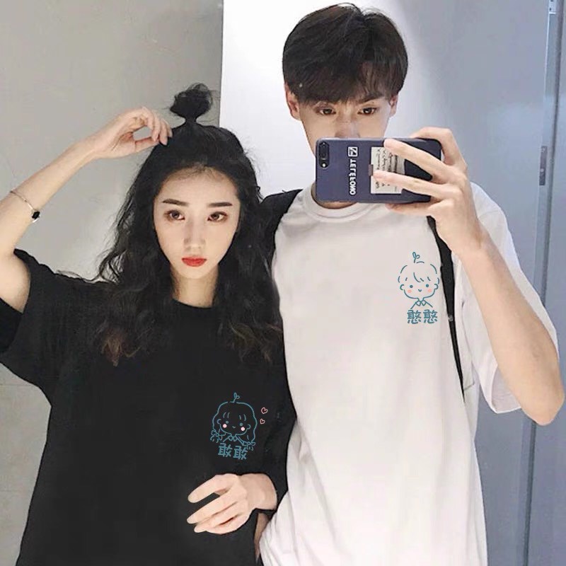ÁO ĐÔI IN HÌNH CÔ BÉ CẬU BÉ ĐẦU MẦM LÁ HÌNH IN SẮC NÉT BỀN ĐẸP