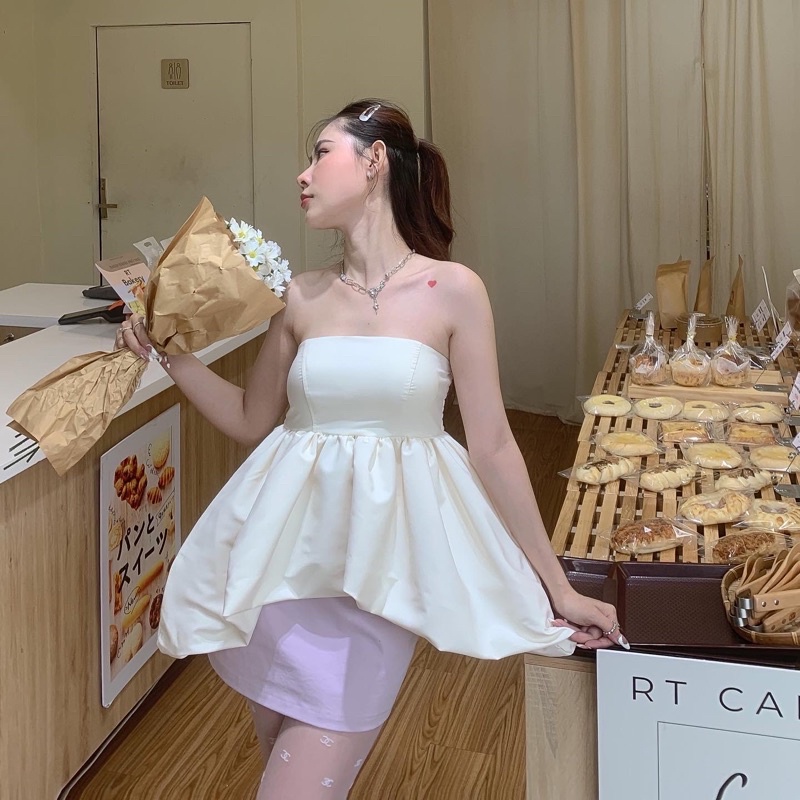 VỀ SẴN✨BUM BUM SET————— Áo xoè bồng và Chân váy tím SIÊU XINH🥰