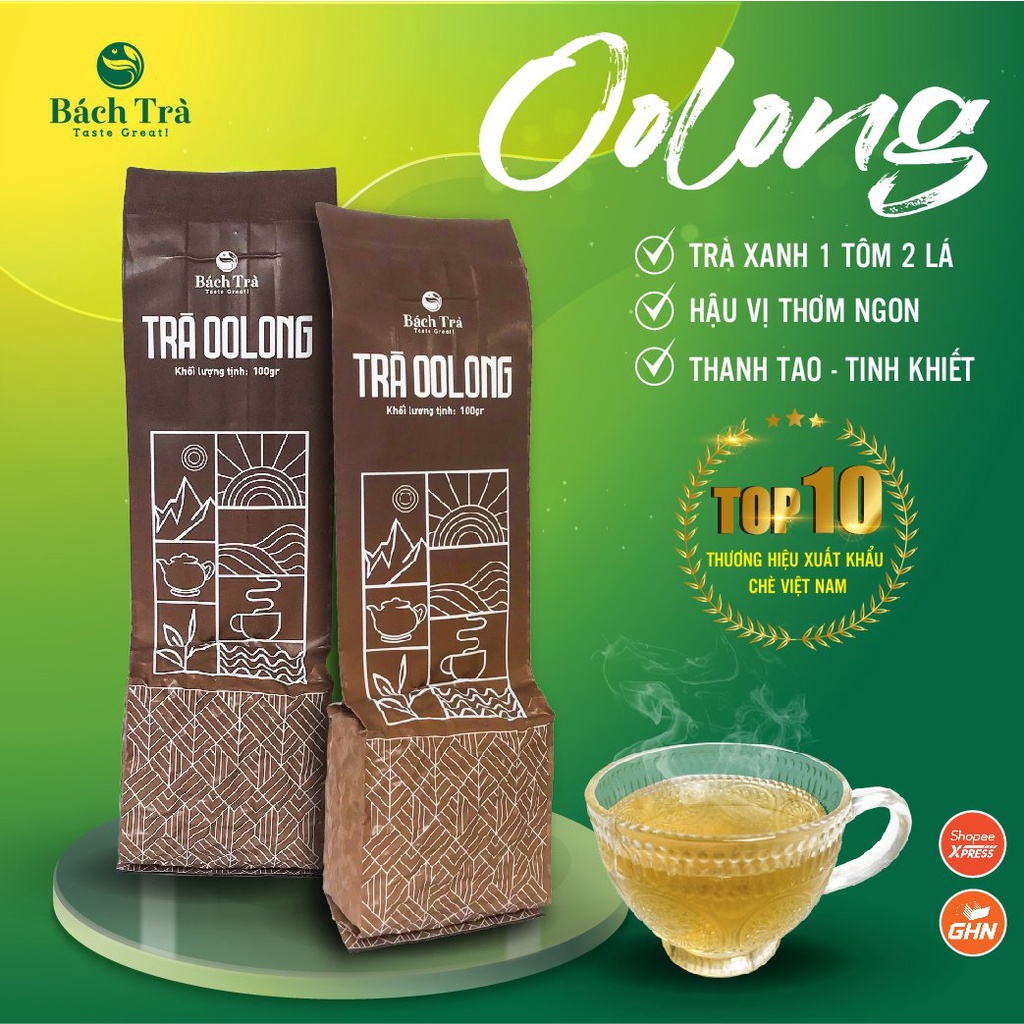 Trà Oolong Bách Trà búp trà cao cấp lên men bán phần đóng gói túi hút chân không theo kích thước 100g/200g