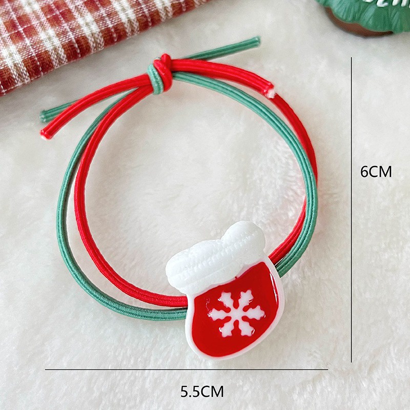 Dây Cột Tóc Hai Sợi Màu Sắc Ngọt Ngào Phong Cách Giáng Sinh