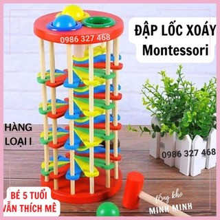 Đồ chơi gỗ đập bóng lốc xoáy cầu thang cho bé- đồ chơi montessori