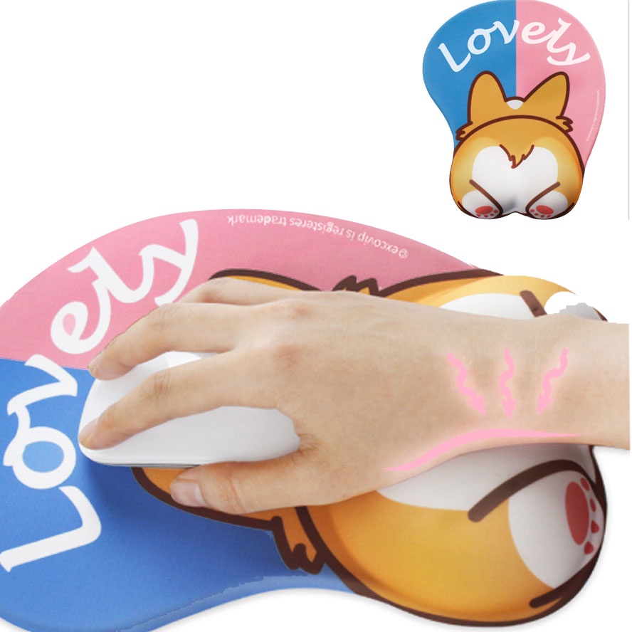 Miếng Lót Chuột Máy Tính Hình Chú Chó Corgi 3D Dễ Thương