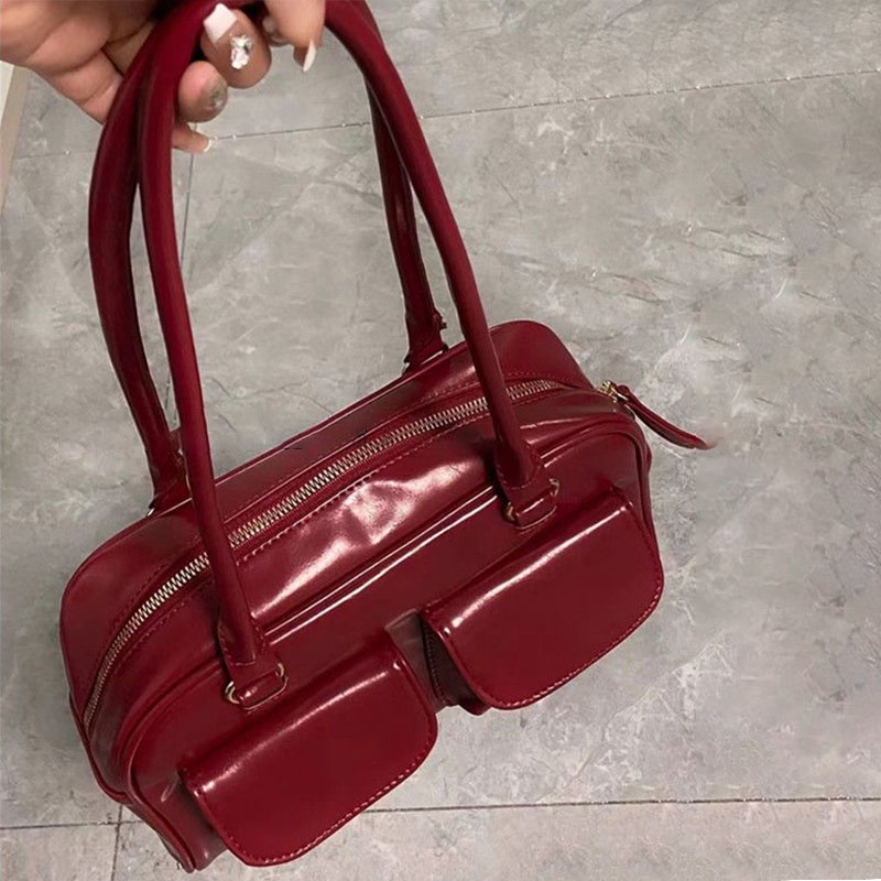 Mischa Túi Xách Đeo Vai Hình Vuông Cỡ Lớn Chất Liệu Da PU Màu Trơn Phong Cách Cổ Điển Thời Trang Cho Nữ stand oil