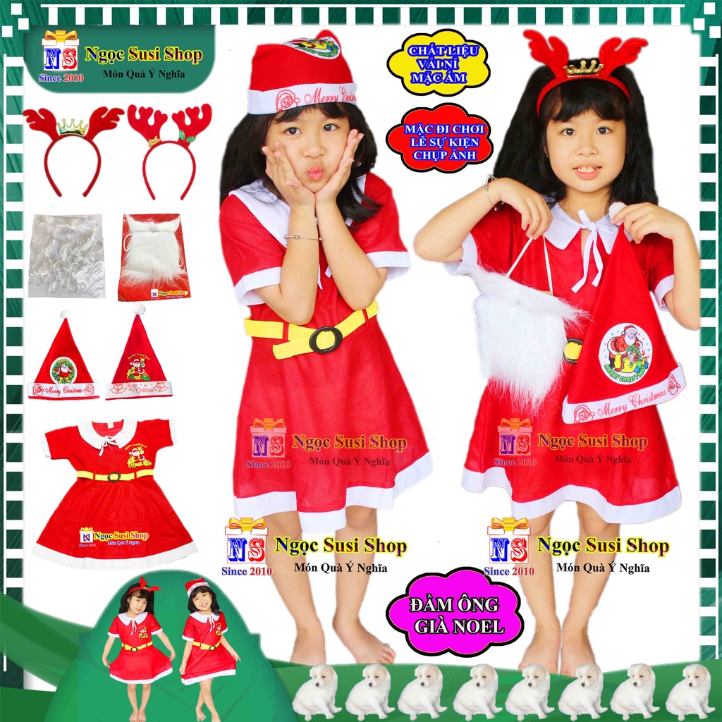 ĐẦM NOEL CHO BÉ GÁI VẢI NỈ TỪ 1 - 10 TUỔI - VÁY GIÁNG SINH CHO BÉ [BÁN LẺ GIÁ SỈ]