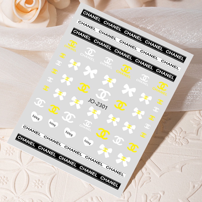 Sticker miếng dán móng nail logo thương hiệu sang trọng