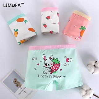 LJMOFA KIDS Set 4 Quần Lót Cotton Thoáng Khí Co Giãn In Họa Tiết Hoạt Hình Cho Bé Gái 1-11 Tuổi