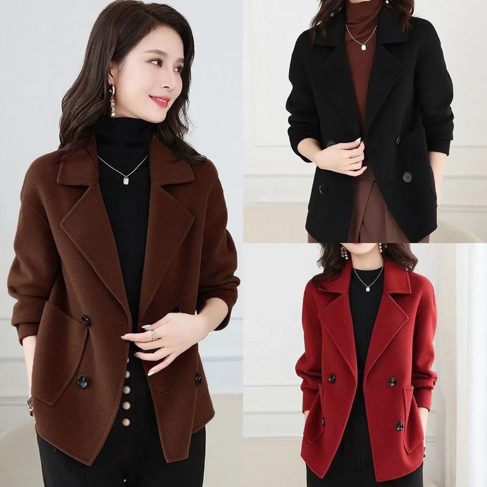 Áo Khoác Len Một Lớp Đơn Giản Thời Trang Thu Đông Dành Cho Nữ