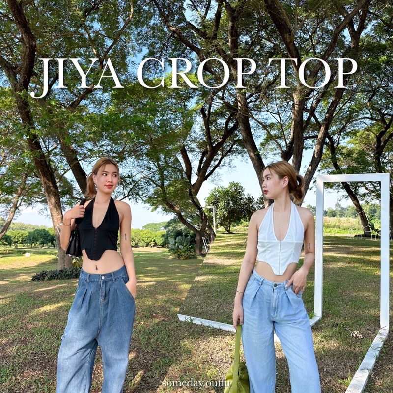 Một ngày nào đó | Áo crop top jiya: Có dây móc trước cổ có móc treo phong cách nước ngoài