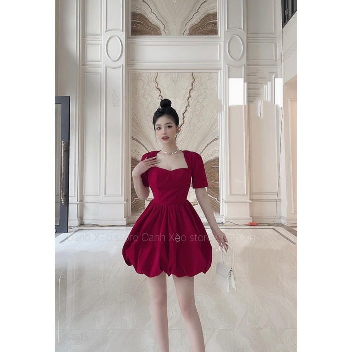 ƯU ĐÃI CÓ HẠN-ĐẦM NHUNG CỨNG BÍ CÓ MÚT LÓT QUẦN CỔ VUÔNG TAY NGĂN ÔM EO SIÊU XINH ĐẸP ĐI CHƠI DỰ TIỆC UP SHOP HHP 23