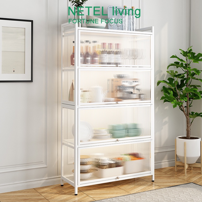 ✨NETEL✨60CM Kệ bếp có cửa, tủ đa năng, tủ đựng đồ, lò vi sóng nhiều tầng cao từ trần đến sàn, giá để xoong nồi