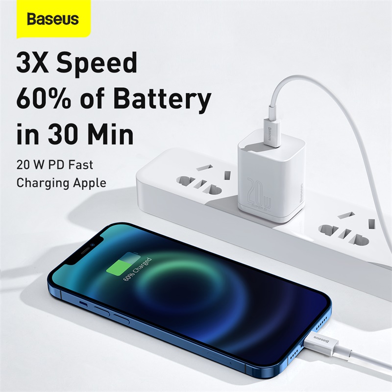 Dây Cáp Sạc Nhanh BASEUS 20W Loại C PD Dành Cho iPhone 12 pro Max XS Max 8 7 6 Plus