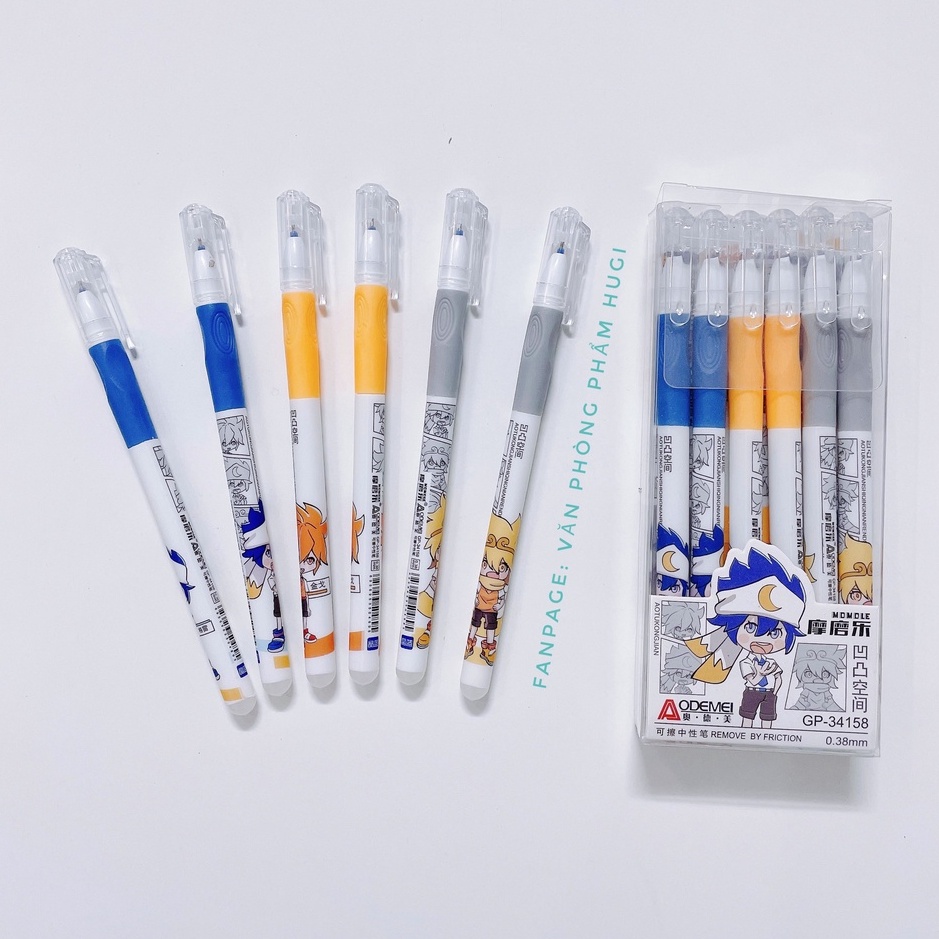 Hộp 12 Cây Bút Gel Bôi Xóa Được  Mực Xanh/Tím dành cho học sinh
