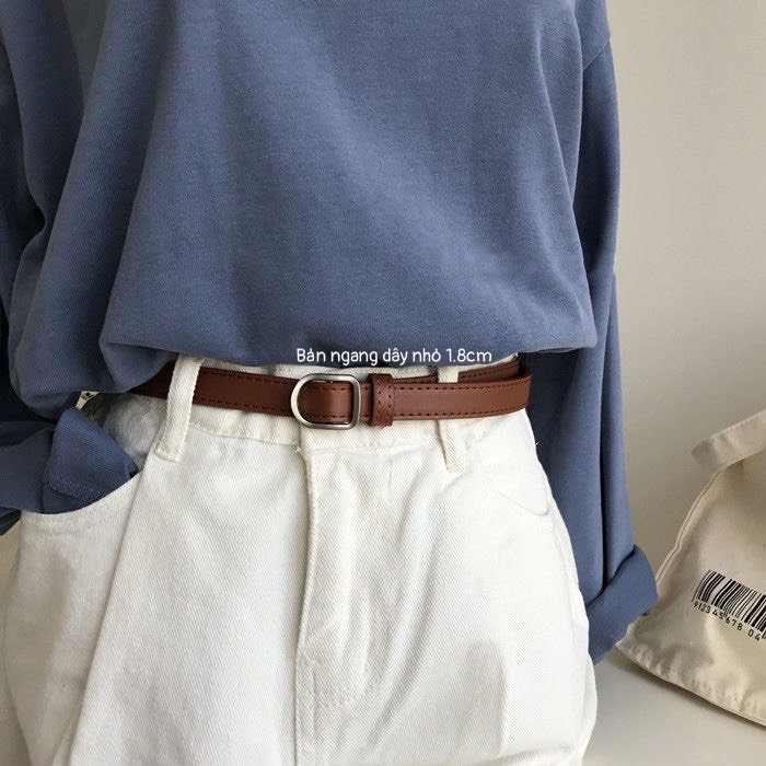 Thắt Lưng Nam Nữ Thắt Lưng Đai Váy Mặt Bạc Hình Thoi Maxshop Da Đẹp Cao Cấp KHÔNG CẦN ĐỤC LỖ - Dây Nịt Hình Thoi Bản Nhỏ