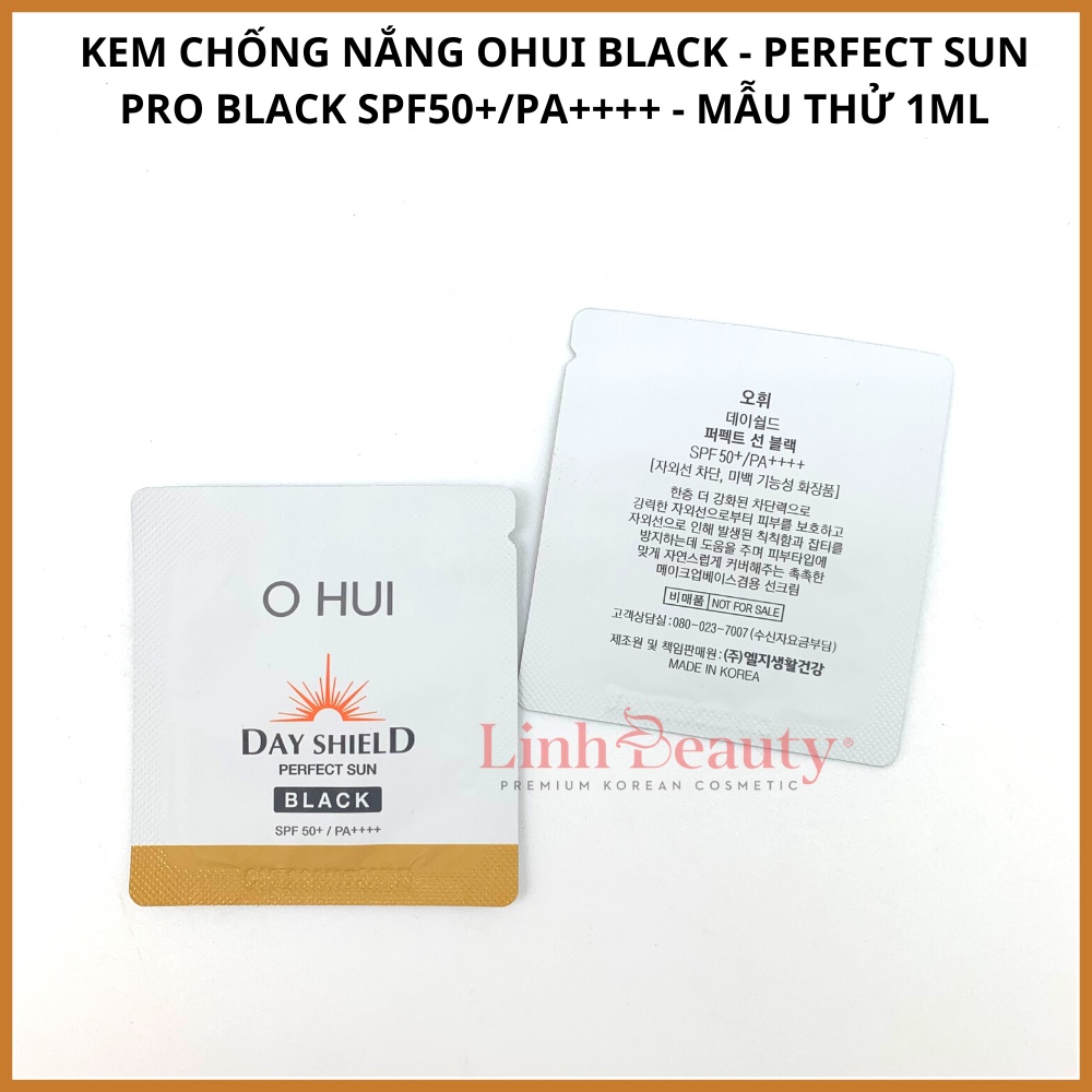 Gói Kem Chống Nắng che khuyết điểm làm trắng da thay thế kem lót OHUI Perfect Sun Pro Black SPF50PA++++ 1ml