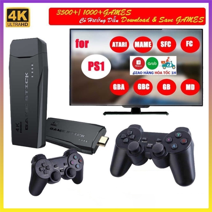 Máy chơi game cầm tay 10000 trò - Stick 4k Pro - 50 game mới tải thêm, máy chơi game cầm tay không dây 2 người chơi