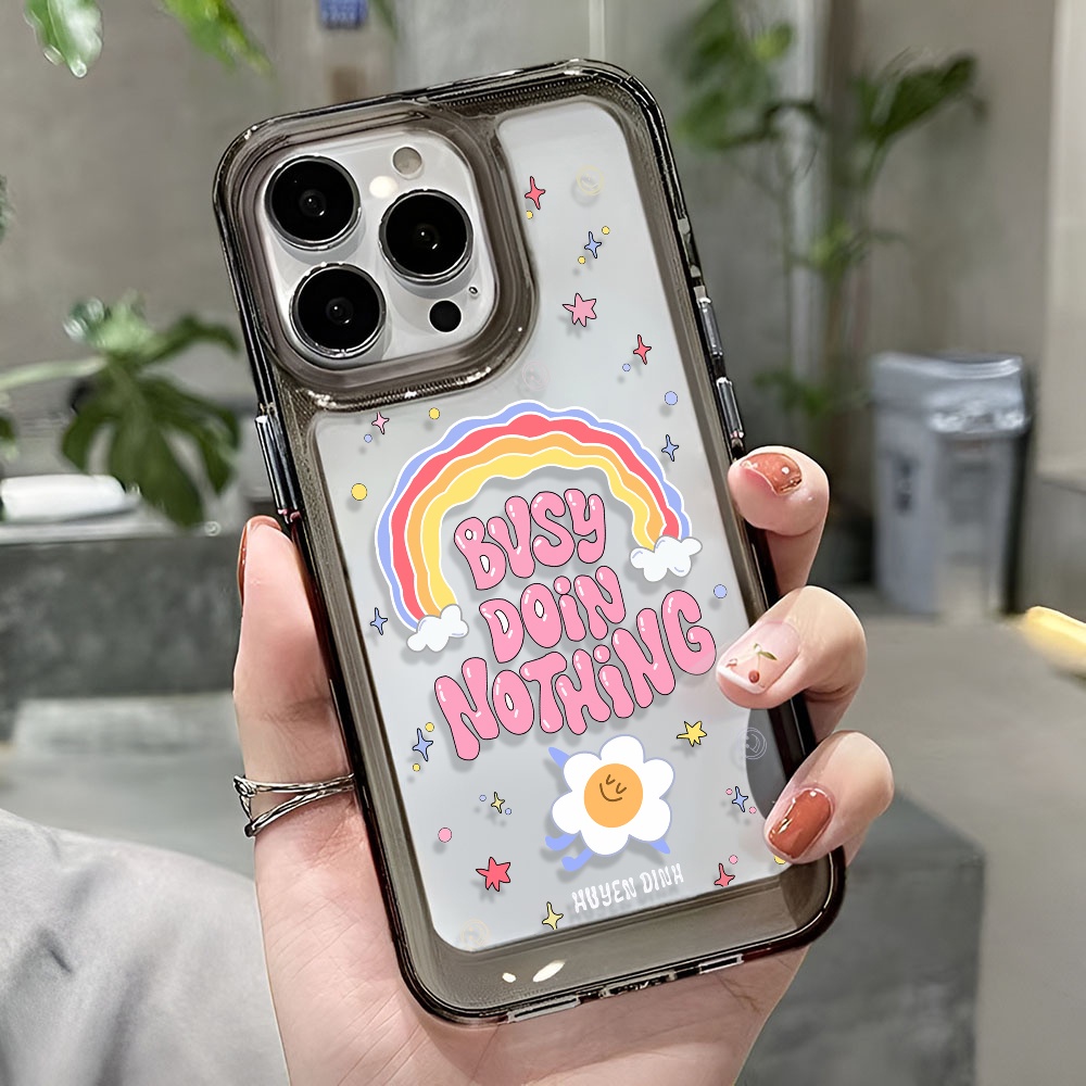 Ốp Điện Thoại Trong Suốt In Hình Hoa Và Cầu Vồng Cho iphone 14 Pro Max 13 11 12 7Plus X XR XS Max 8 7