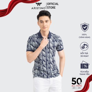 Áo thun nam ngắn tay ARISTINO họa tiết phá cách, mặt vải trơn mịn chống bám bụi - APS056S1