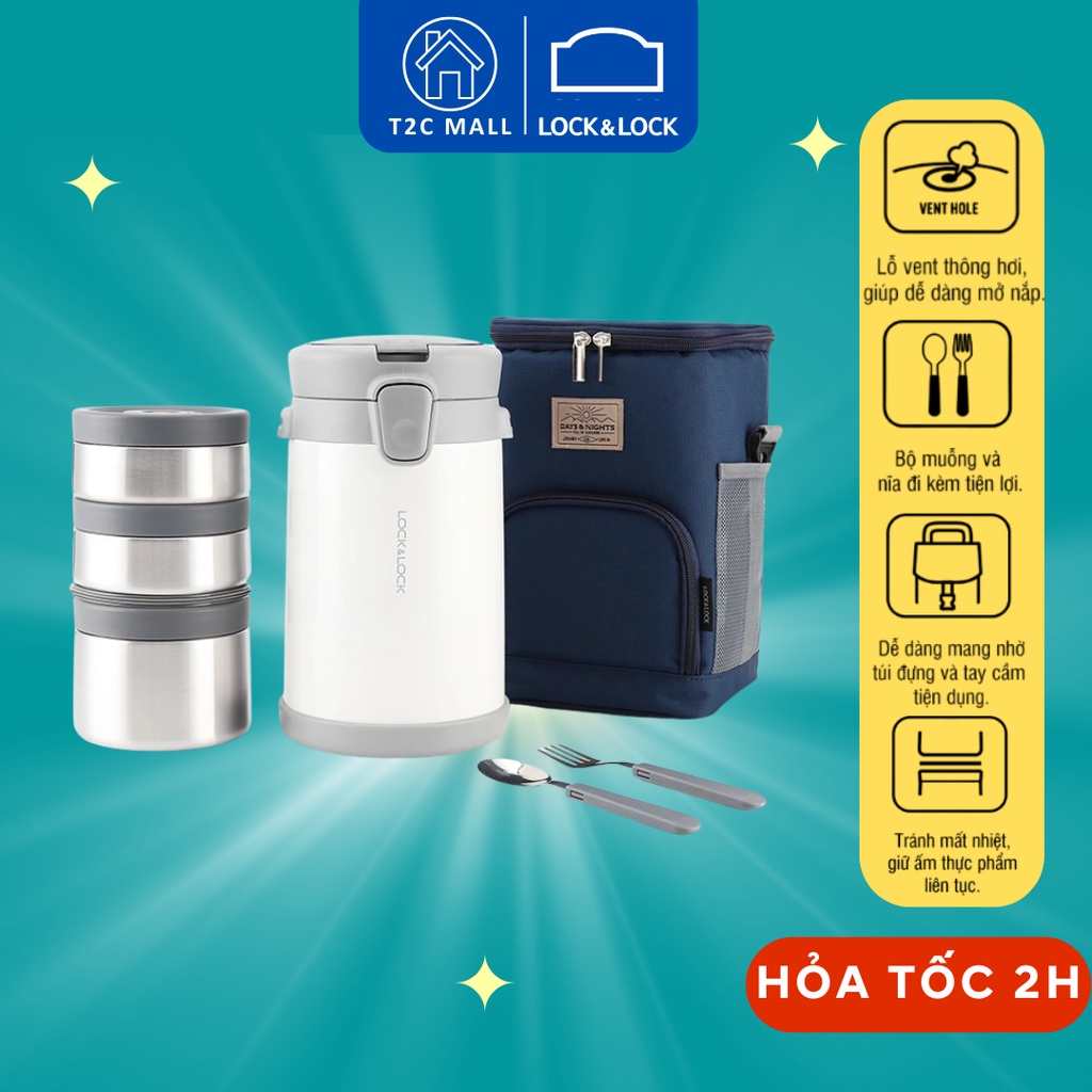 Set Hộp Cơm Giữ Nhiệt EASY CARRY 2L Lock&Lock LHC8039 - T2Cmall