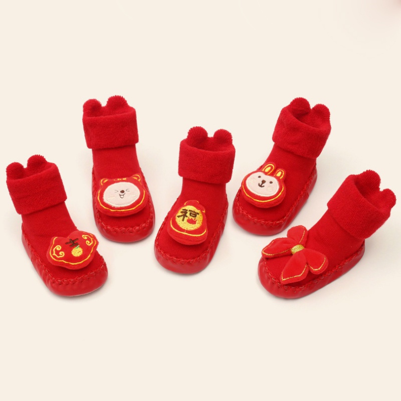 Vớ Da Dày Dặn Chống Trượt Họa Tiết Hoạt Hình Thời Trang Thu Đông Cho Bé