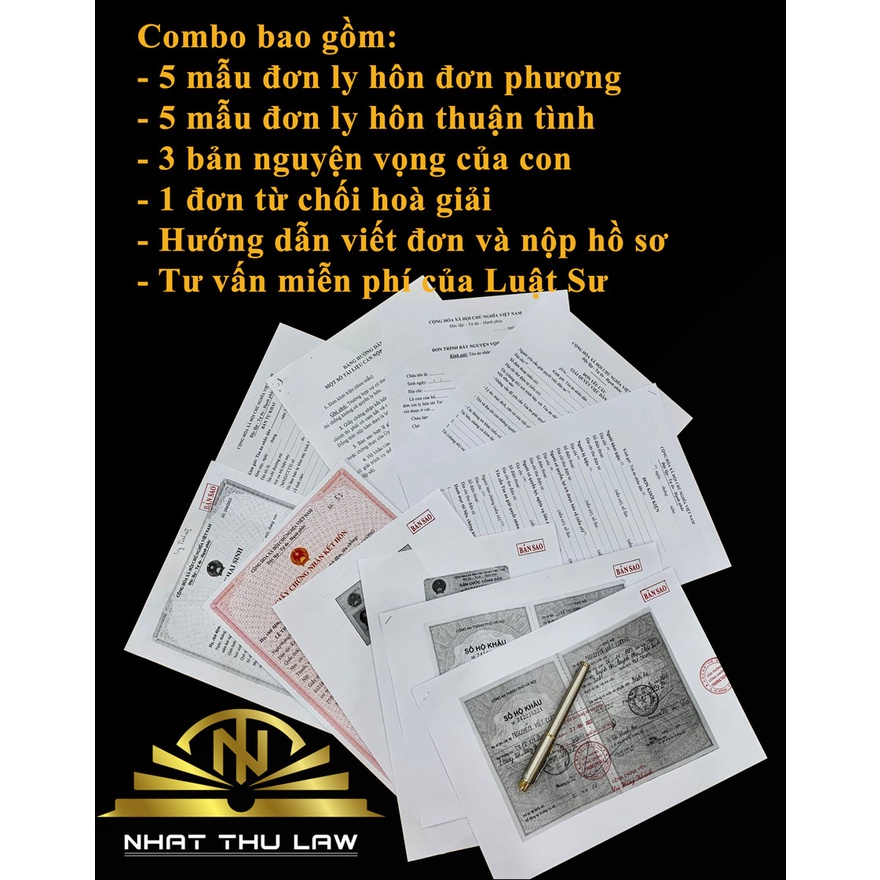 Bộ hồ sơ ly hôn thuận tình + bộ hồ sơ ly hôn đơn phương chuẩn mẫu Toà án + Hướng dẫn chi tiết của Luật sư