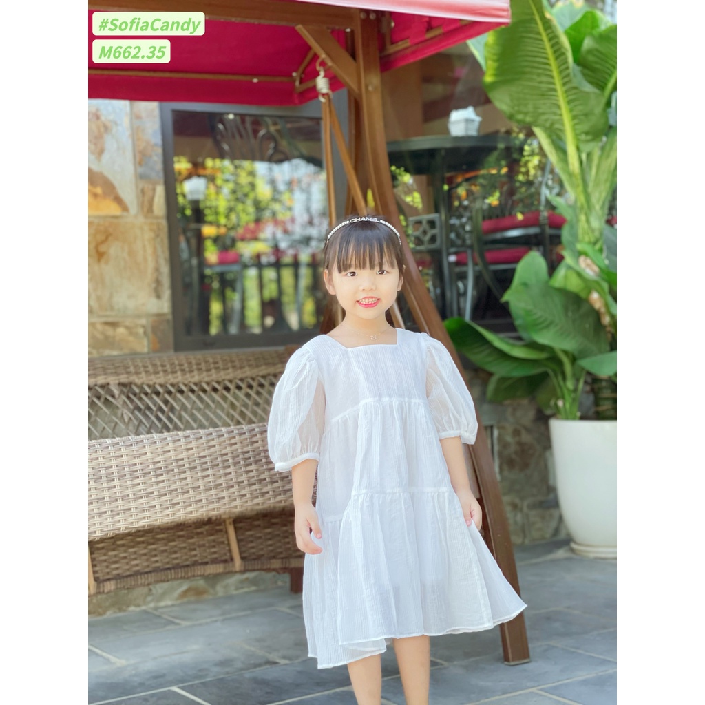 (NEW-NEW)VÁY TRẮNG tay lửng SOFIA CAO CẤP