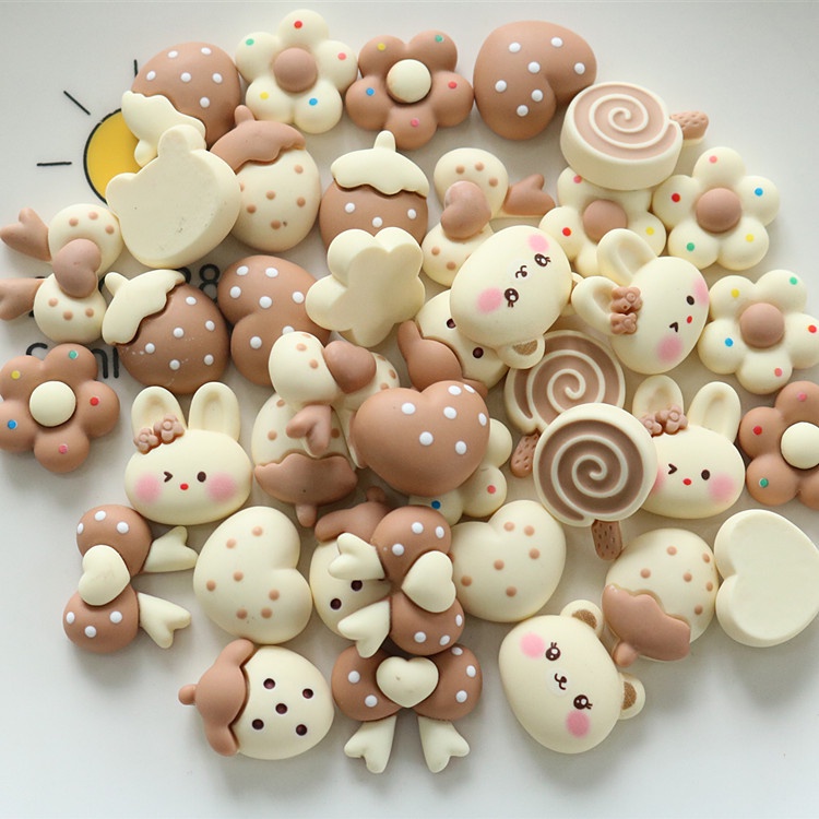 Set 10 Nơ Cà Phê Bằng Nhựa Resin Trang Trí Sổ Tay / Điện Thoại DIY