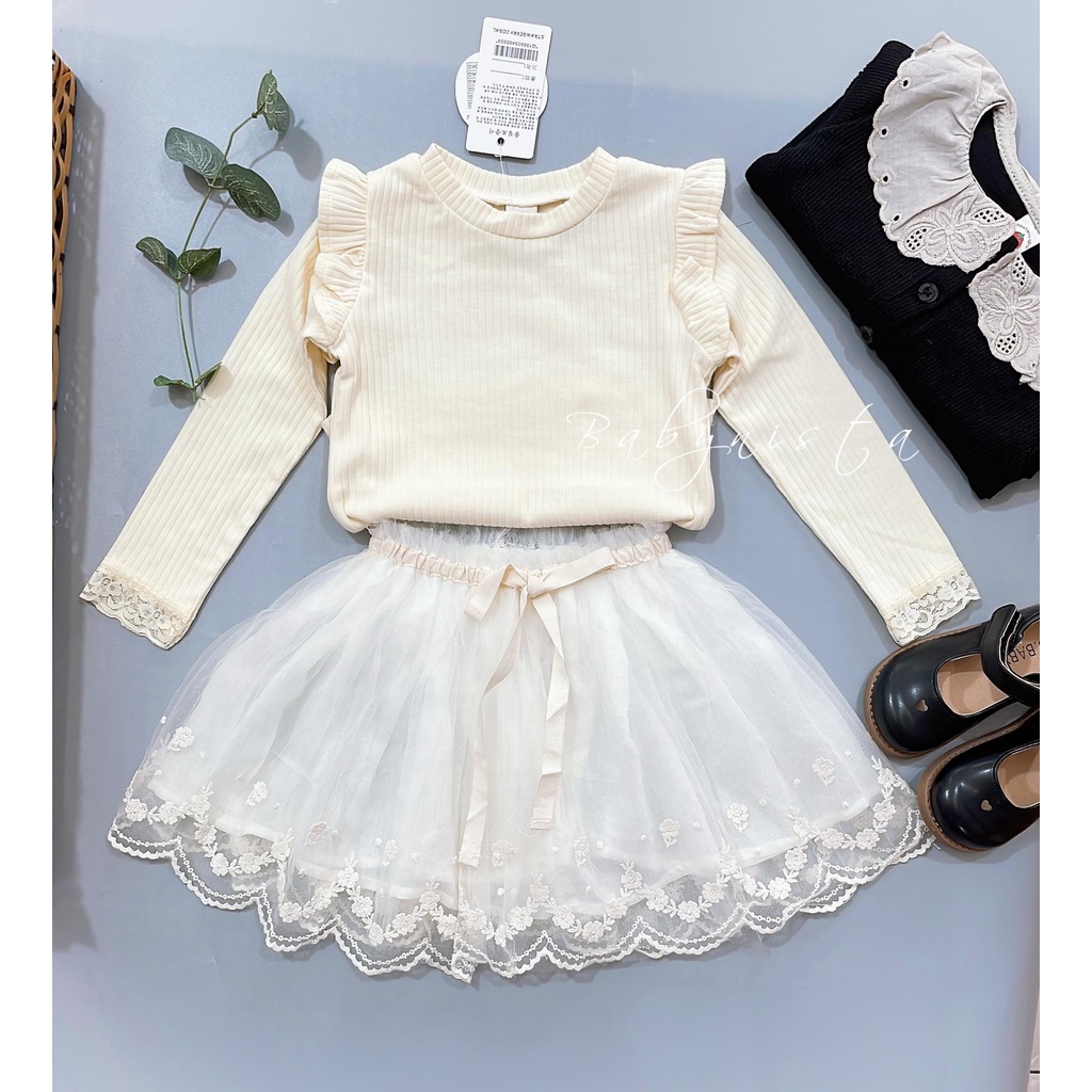 ÁO THUN TAY DÀI PHỐI REN XUẤT HÀN BÉ GÁI