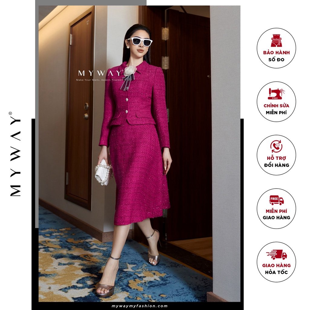 Sét Áo Vest Dạ Và Chân Váy Vest Dạ Tweed MY WAY Dáng Xòe Cao Cấp 5MVB0239 - 1MCAB242