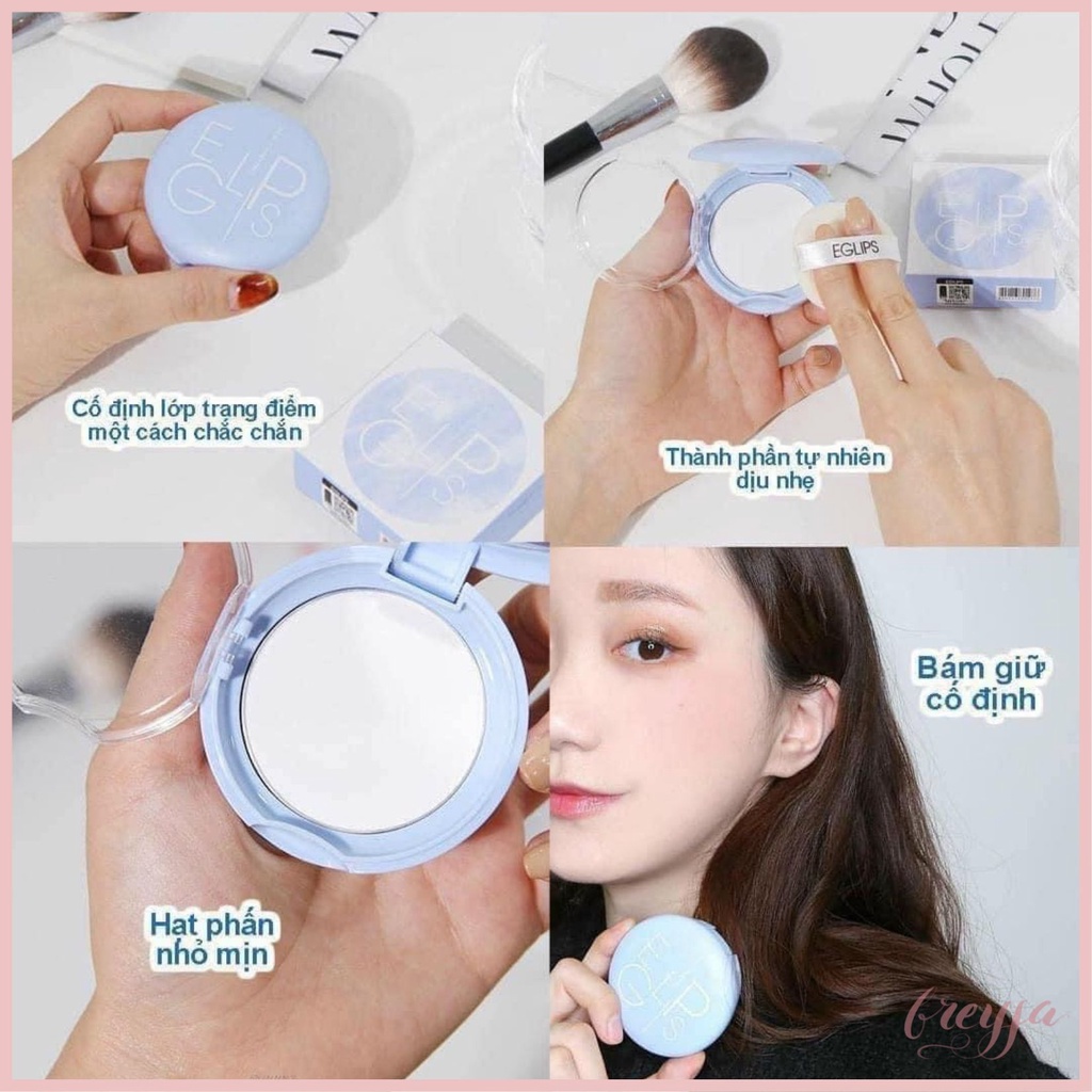 PHIÊN BẢN NÂNG CẤP Phấn Phủ EGLIPS Glow Powder Pact Màu Hồng Đen Trắng VÀ Air Fit Powder Pact Xanh Biển