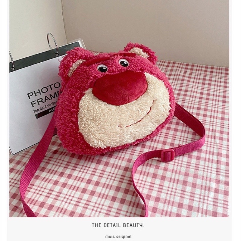 Túi Đeo Chéo Hình Chú Gấu Dâu Tây Lotso Disney Nhồi Bông Đáng Yêu
