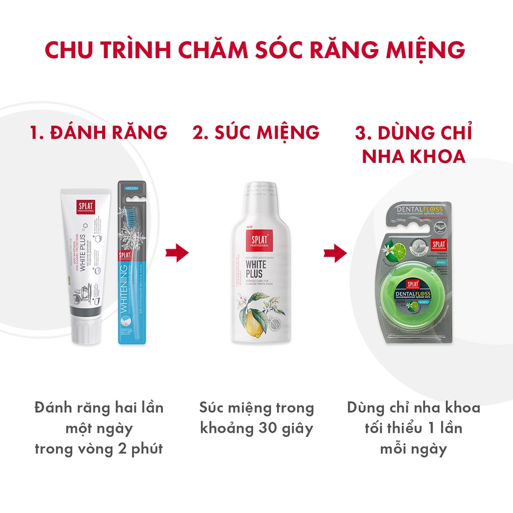 Kem đánh răng trắng răng thơm miệng SPLAT White Plus loại bỏ vết ố vàng từ cafe, trà làm sáng răng, giảm ê buốt 100ml