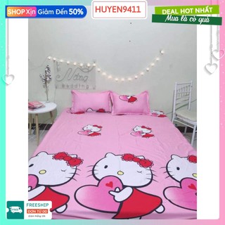 Bộ Ga Gối 3 Món 1m4x2m,1m6x2m,sẵn hàng tại kho hcm,hello kitty ôm tim