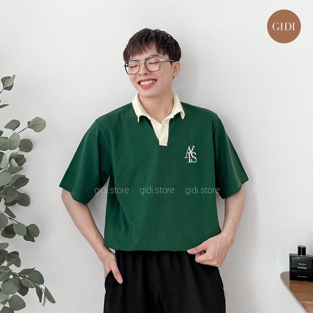 Áo Thun Polo Unisex ATYS màu XANH LÁ/ KEM form rộng 🍃 Chất thun cá sấu form nam nữ unisex/Áo thun có cổ GIDI