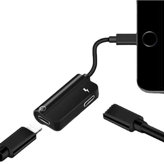 [Freeship] Jack cắm chuyển đổi tai nghe TypeC 2in1 , dây cáp Lightning to 3.5mm tai nghe chân tròn và sạc TypeC (2cổng)
