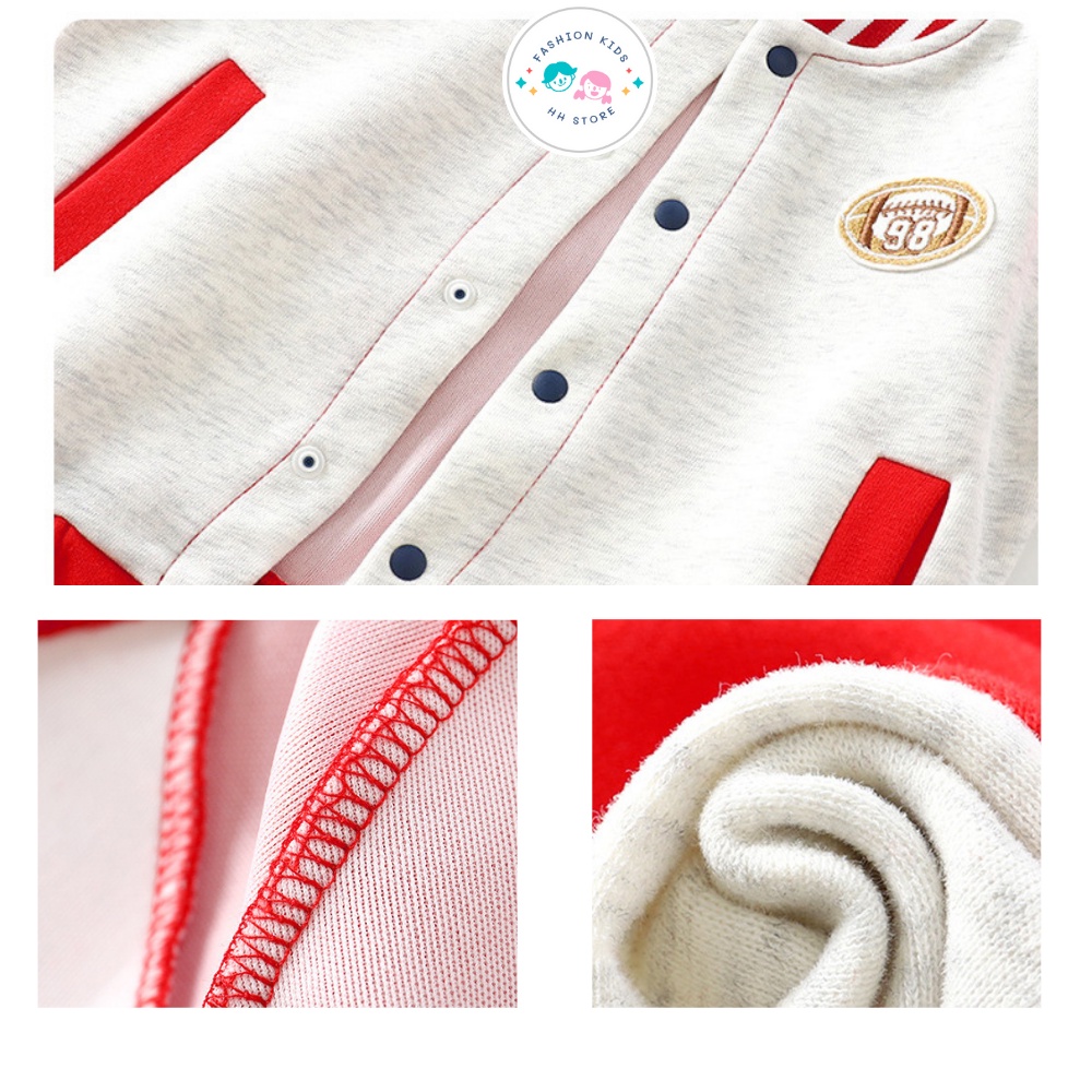 Áo Bomber Bé Trai, Bé Gái  8-10kg, Áo Khoác Nỉ Trẻ Em 3 -12 Tuổi