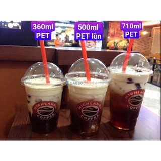 Lốc 50 ly nhựa PET đủ size 160ml, 300ml, 360ml, 500ml, 600m, 660, 710ml ly kem, cafe, sinh tố dùng 1 lần.KH chọn