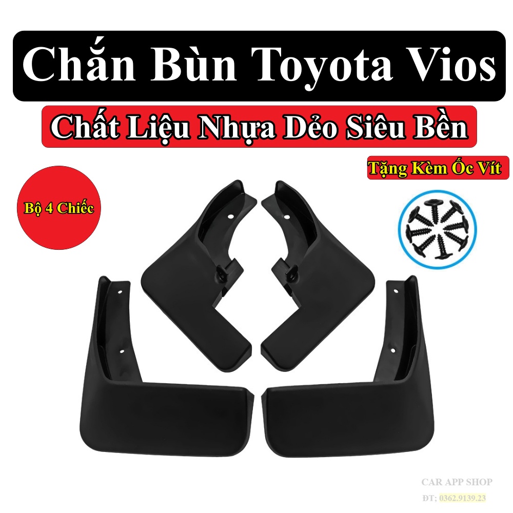 Chắn Bùn Xe Vios 2008 - 2022 Chất Liệu Nhựa Dẻo Siêu Bền Tặng Kèm Thêm Ốc Vít