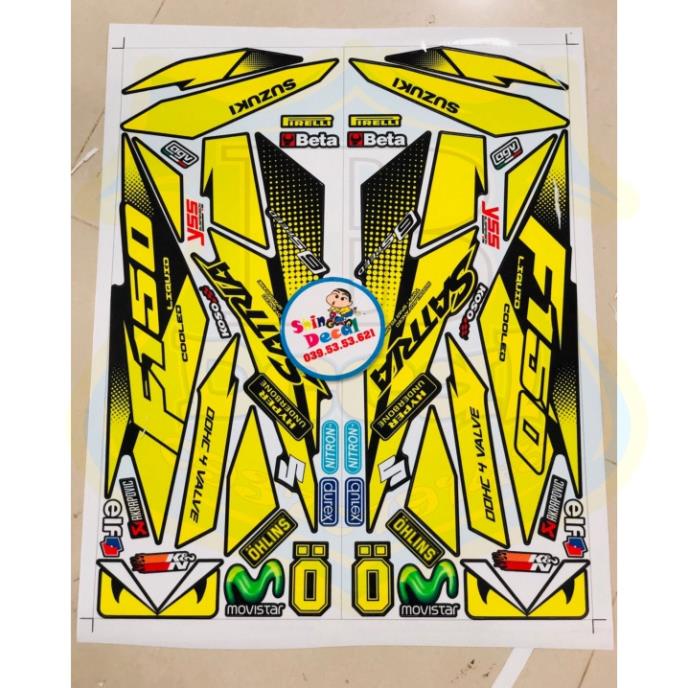 DECAL PVC 5 LỚP CHẤT LƯỢNG CAO Tem rời Satria fi vàng đen