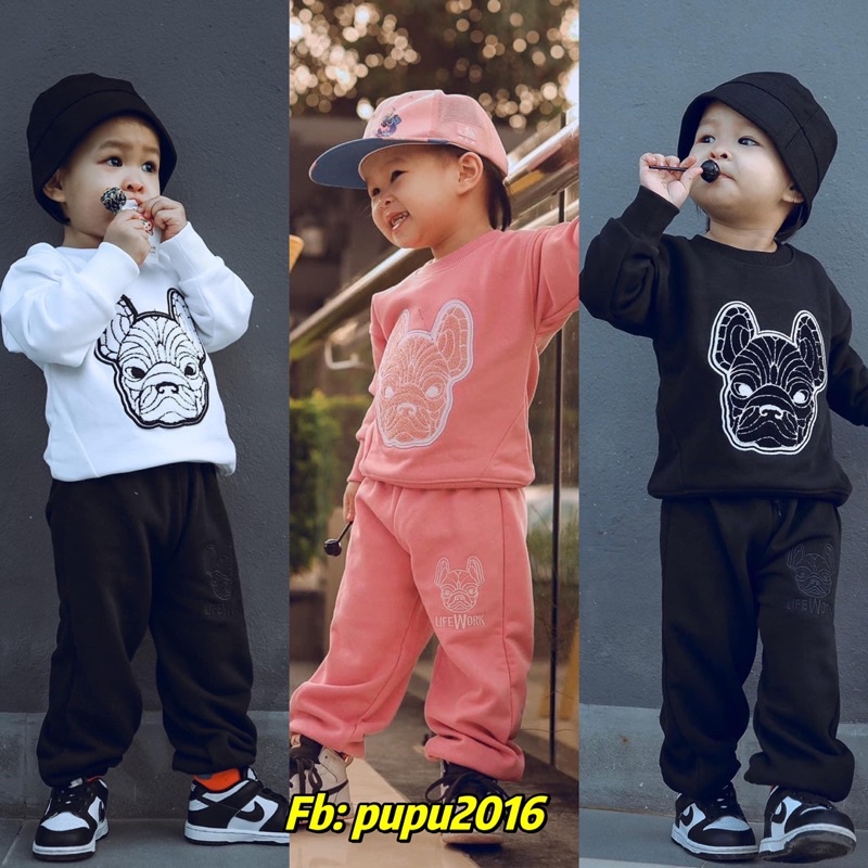 Bộ nỉ da cá kid Life.work. cho bé trai bé gái
