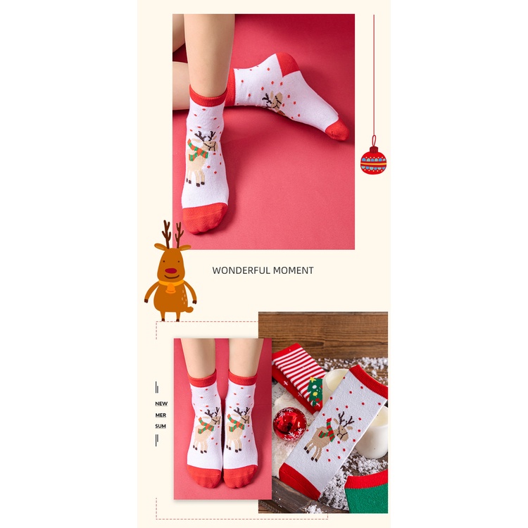 Tất Noel Cho Bé Trai Bé Gái Hộp quà 4 đôi tất giáng sinh dày dặn ấm áp quà tặng dễ thương cho bé yêu