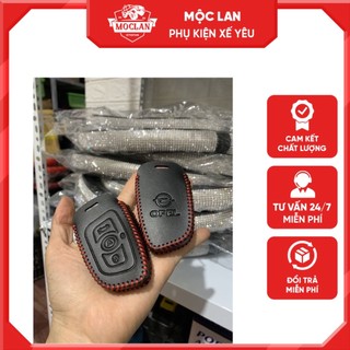 Bao da 3D bảo vệ chìa khóa xe Vinfast LUX SA 2.0, LUX A 2.0 kèm móc đeo Inox - bao da chìa khoá ô tô Fadil